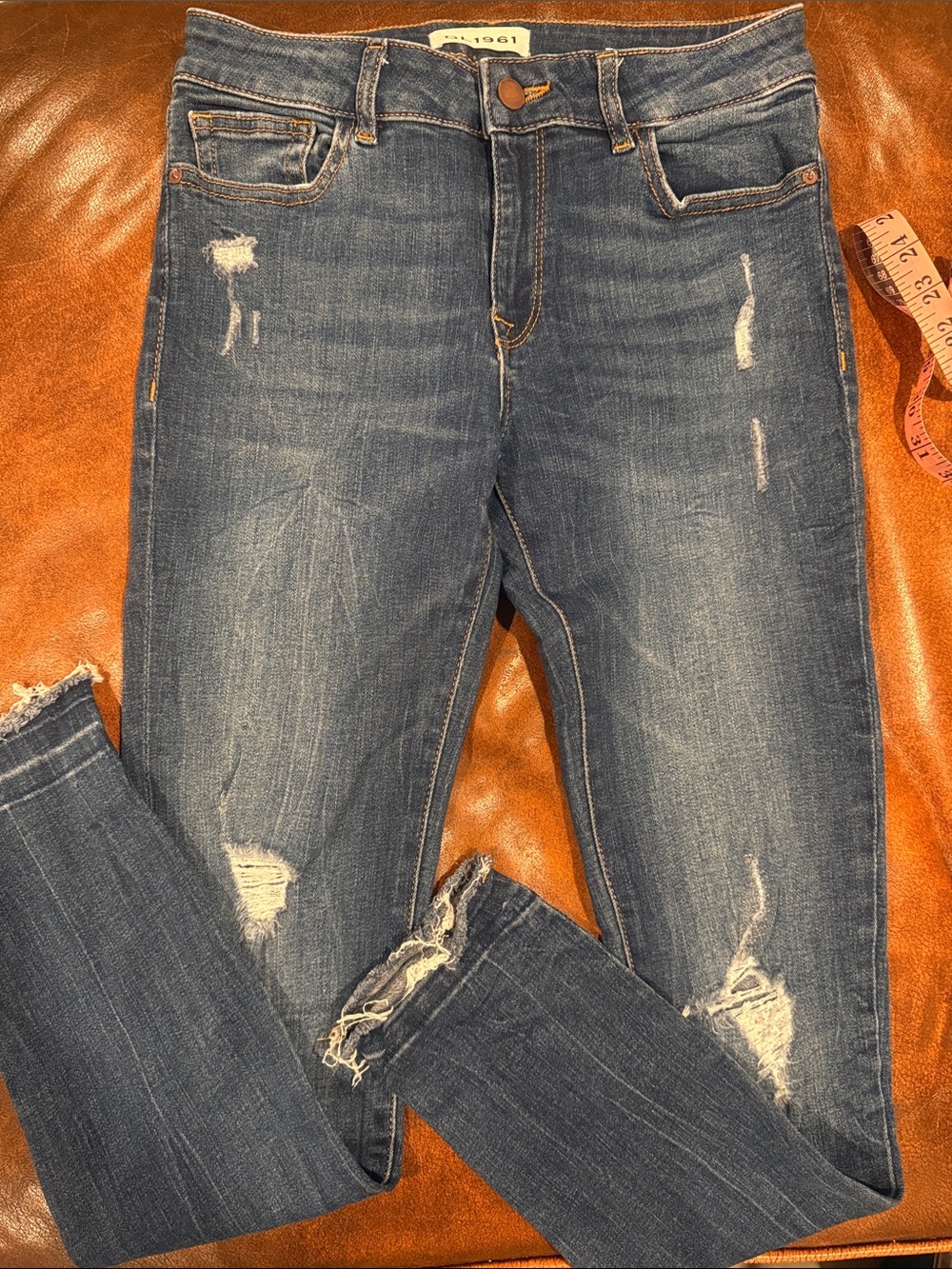 Women's Distressed Skinny Jeans - Dark Blue